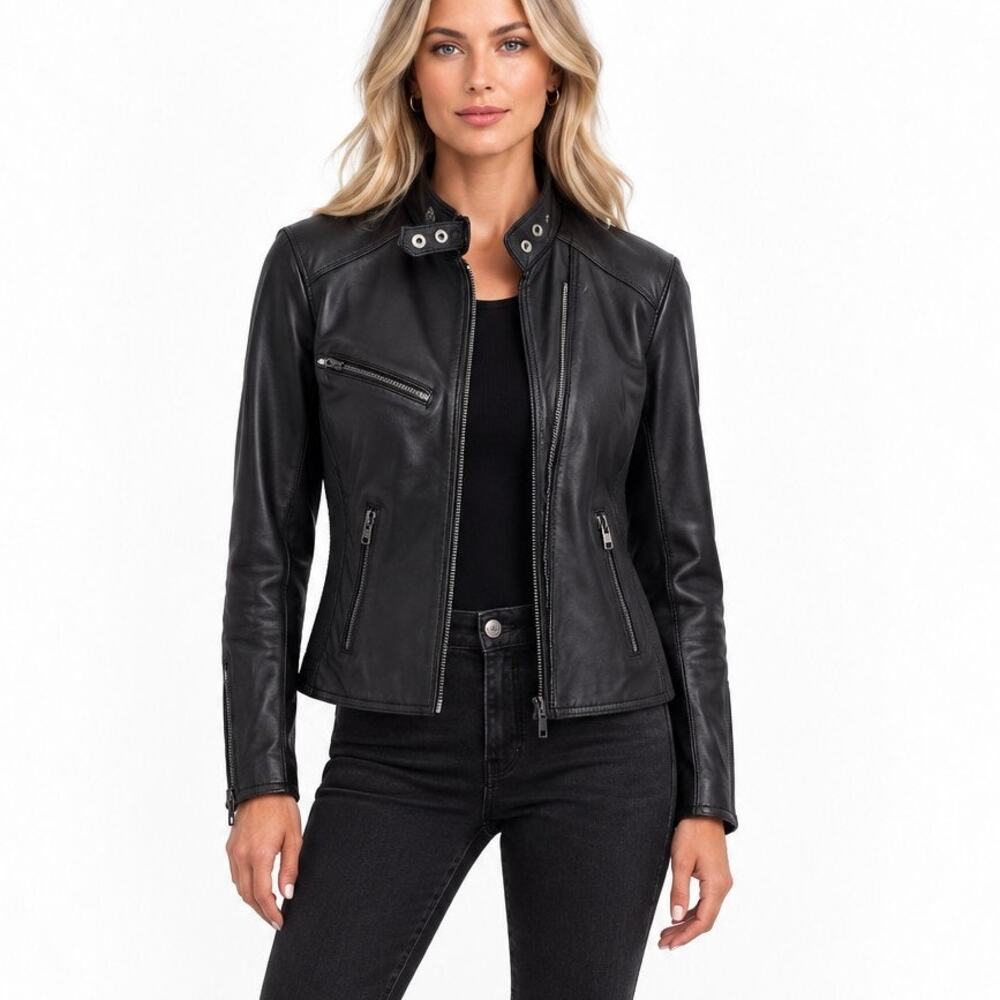 Vintage Sz 34 Hein Gericke Harley Davidson Black Leather Motorcycle Jacket